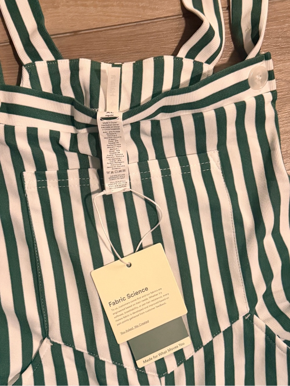 Halara Pockets Stripe Waffle Overalls Size XL - Picture 3 of 5